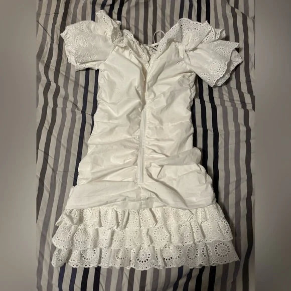 White Eyelet Ruffle Dress - Picture 3 of 8